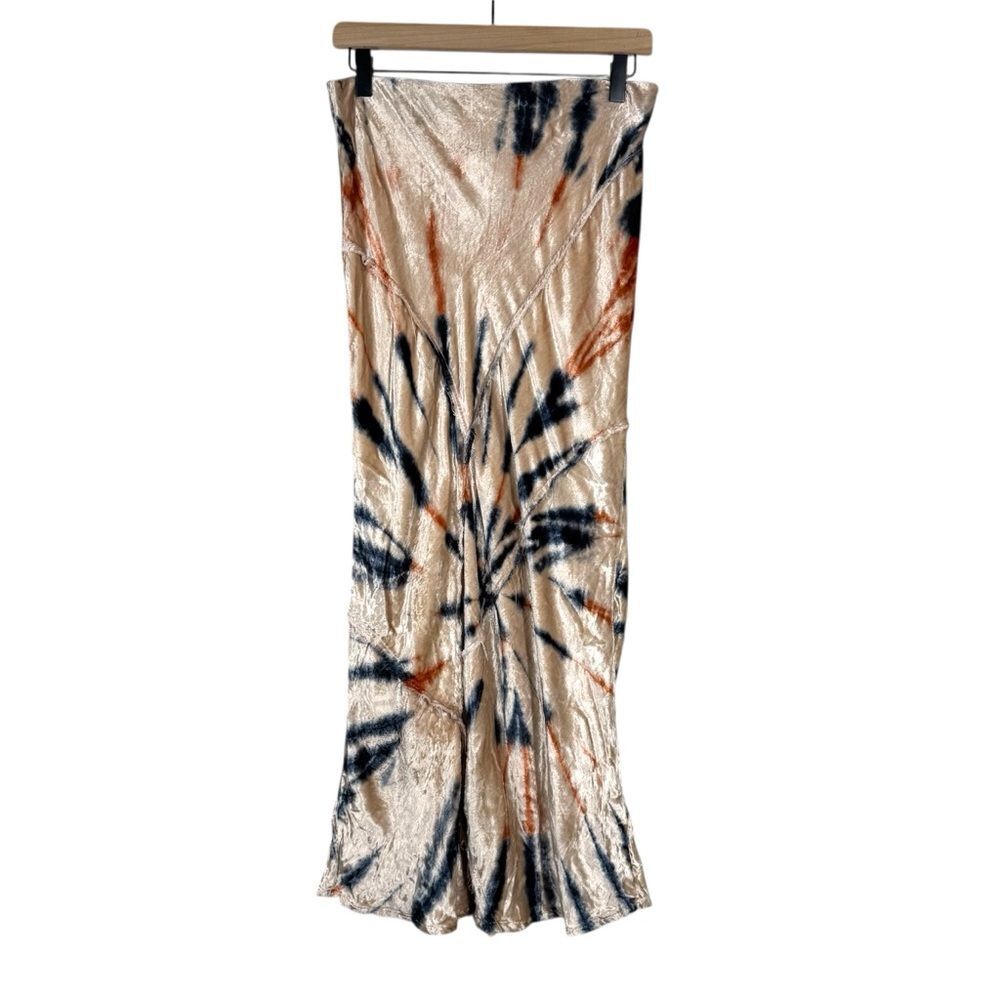Free People Tie Dye Velvet Midi Skirt Stretch Women’s Size Medium